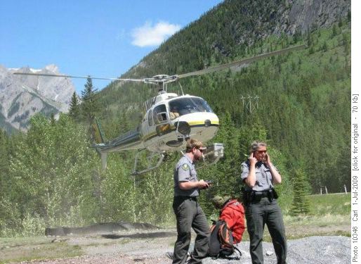Helicopter touching down