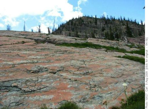 Pink granite pavements in Mission Mountains