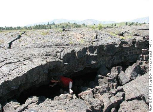Exploring lava tube cave