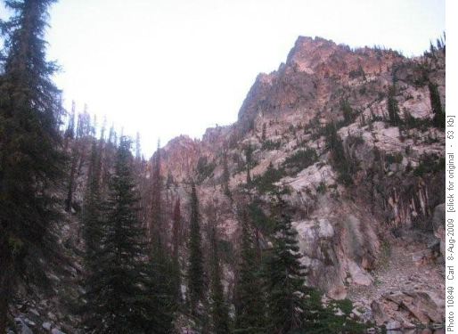 Pink ganite peak above Lower Trail Creek Lake