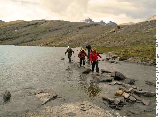 Crossing the outlet stream of Caldron Lake