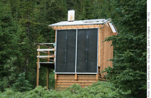 Very modern privy with solar panels - sorry no heat inside