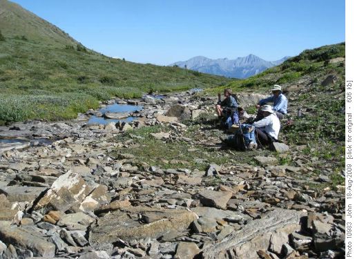 Relaxing by a creek on the way to Indian Ridge