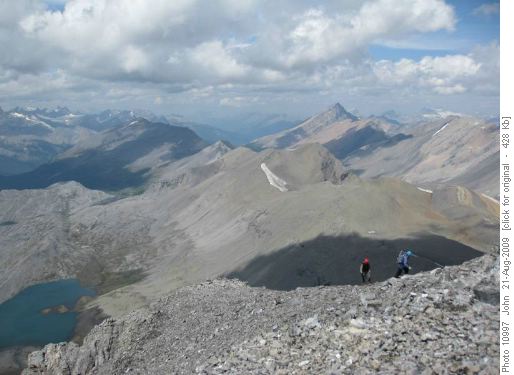 {607 Dam Ga} and {212 Dav Mu} ascending north ridge of Nigel peak.