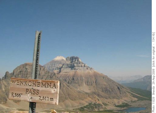 Wenkchemna Pass and Mt Temple in the background