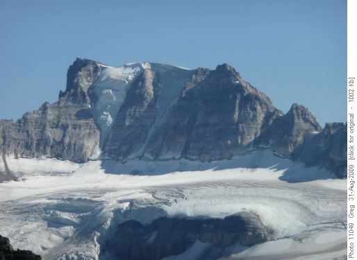 The bulge of Mt. Fay is falling apart