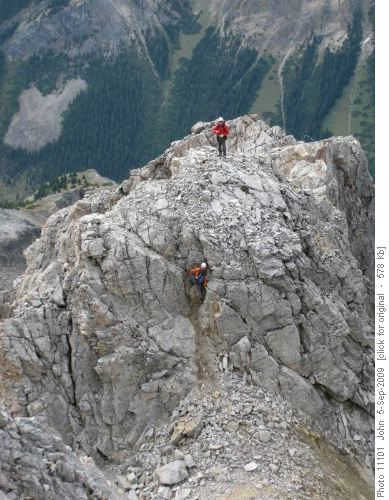 Climbing up on descent of Mount Brett.