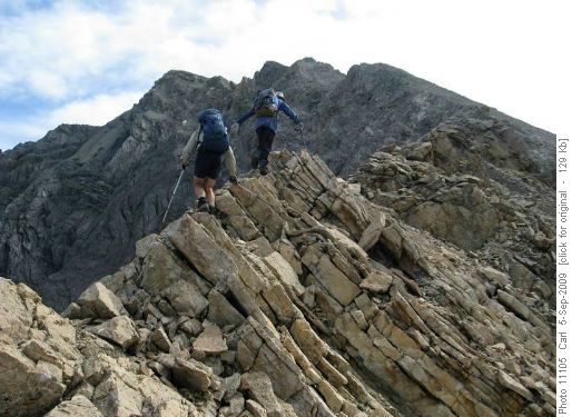 Ascending the NW ridge of Mt Brett