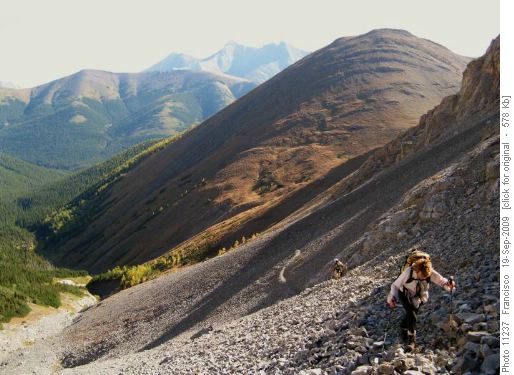 Climbing from nameless col