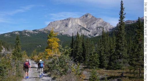 Hiking towards Black Rock Mountain along the Ghost River Valley