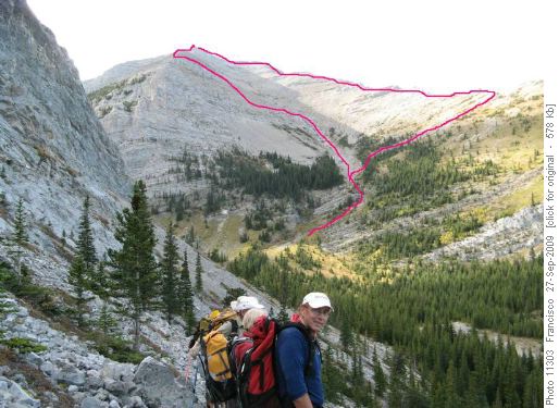 Holy Cross Mtn. showing the 2 ascent routes