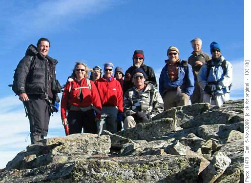 Adrian, Kim, Philip, Ron, Rita, Arnold, Carl, Bill, Mel and Ghulam on Mt Ware