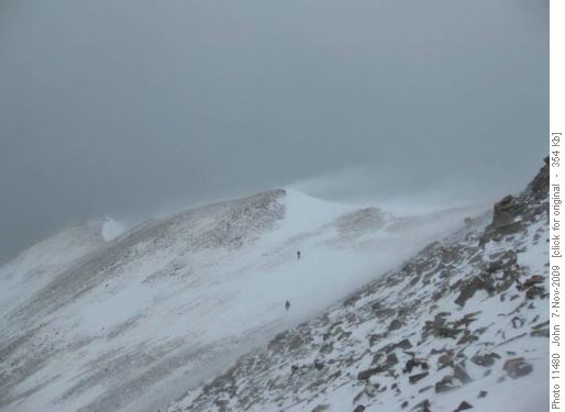 Snow blowing off NW ridge Mount Allan