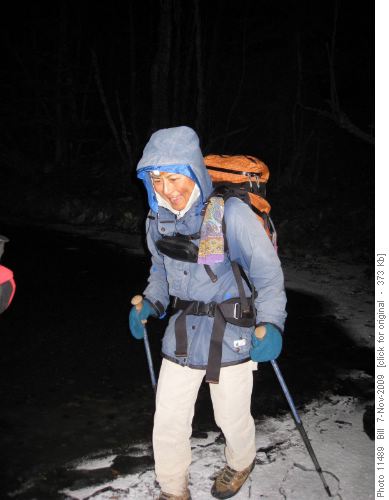 {168 Sim Galloway} happy to be across the ice bridge on North Coal Creek