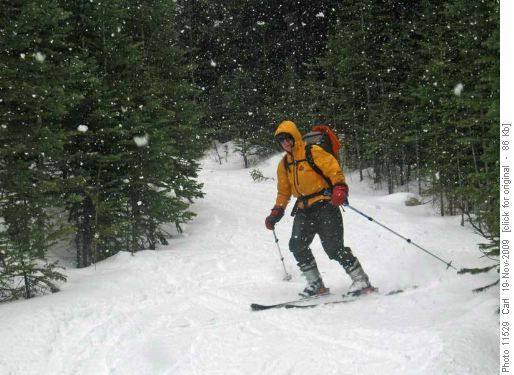 Damian descending the Elbow Lake trail Damian descending the Elbow Lake trail