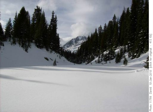 Some untracked snow at the top of the drainage