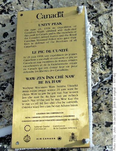 Plaque on Unity peak