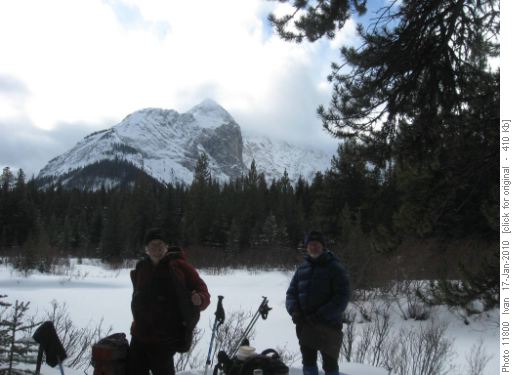 Rick C.and Dave R. in front of Mt.Currie/in clouds/