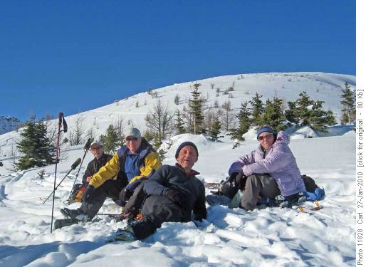 Wallace, Peter, Carl and Sheila at lunch on Panorama Ridge east
