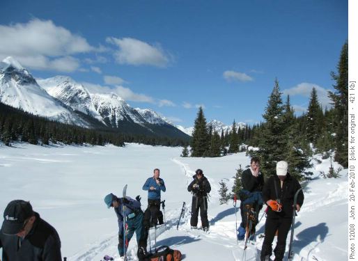 Layering on the sun screen and skinning up in the upper Spray valley