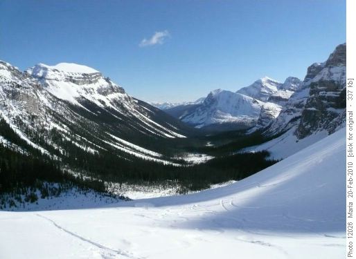 View looking down the valley