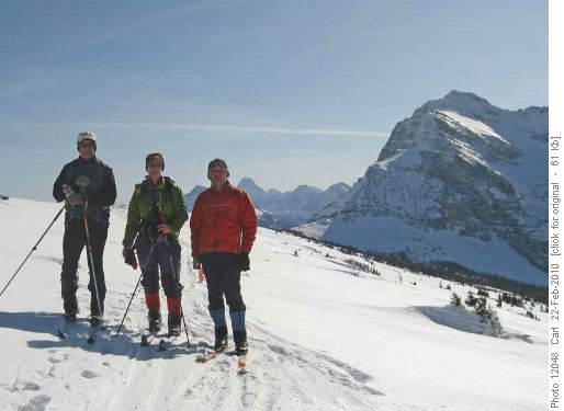 Wallace, Yolande and Carl (Assiniboine in the distance, The Monarch at right)