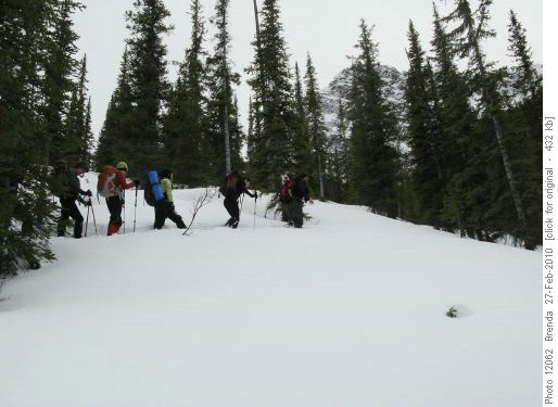 Trail breaking near the top of the ridge