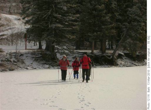Crossing the frozen Sheep River