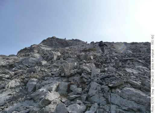 Heading up West Summit Ridge of Yam
