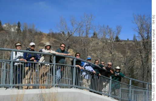 The group crossing one of the many bridges