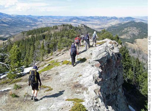 Walking along the ridge towards Chimney Rock