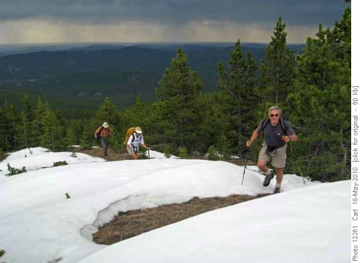 Climbing back up to the summit of Volcano Ridge