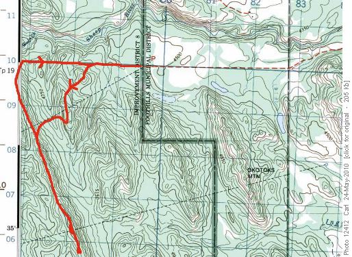 Route taken on May 24th 2010 trip to Ridge #3