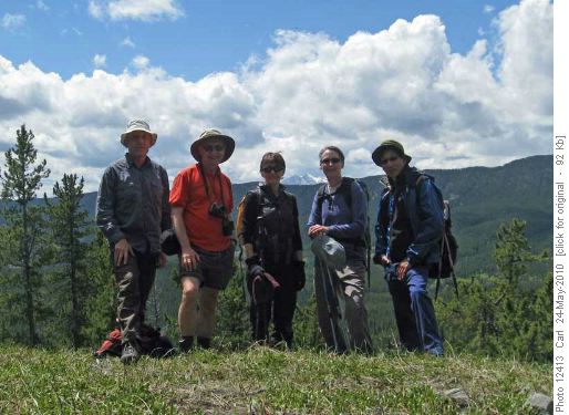 Carl, Carl. Sharon, Denise and Robert on Ridge #3 (Blue Ridge and Mt Head in background)