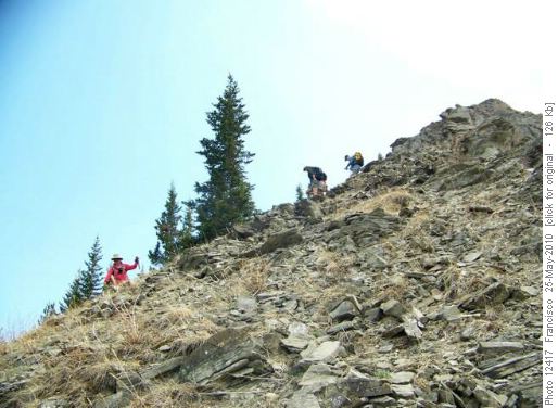 a steep descent from north end