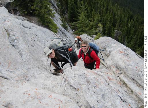 Susan, Gary and Sim climbing toward the first peak