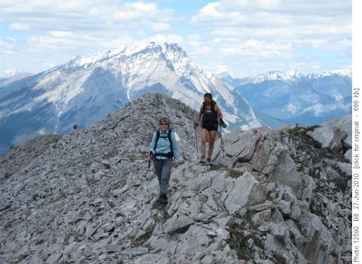 Rita and Susan on the way off the second peak