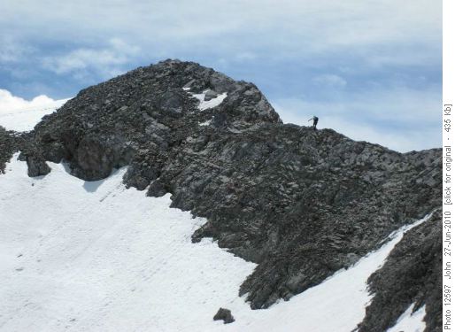 I think this is Mr. John far ahead of me on the summit ridge of Holy Cross.