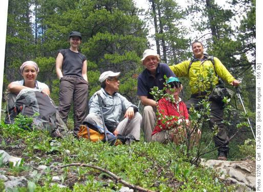 Hannah, Florence, Wallace, Carl, Christine and Adrian during a sunny break