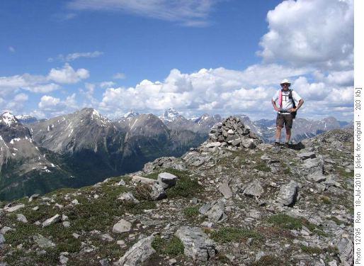 Carl on summit of ridge between the Burstall Passes