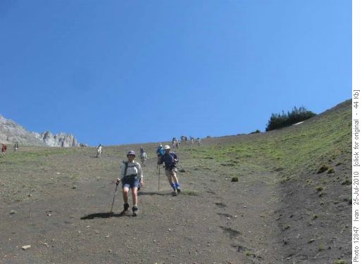 Much faster going down than going up.