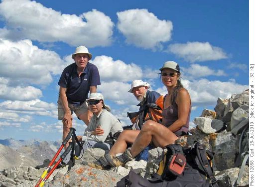Carl, Sim, Arnold and Susan on the high point of Castle Mtn