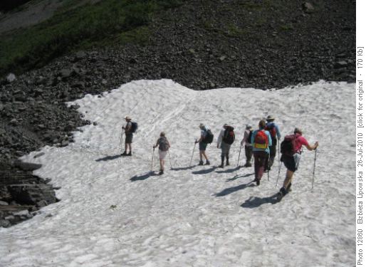 Crossing the snow field