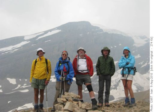 David, Christine, Ivan, Damian and Susan in Toboggan Creek drainage (Mt Anne-Alice in background) David, Christine, Ivan, Damian and Susan in Toboggan Creek drainage (Mt Anne-Alice in background)