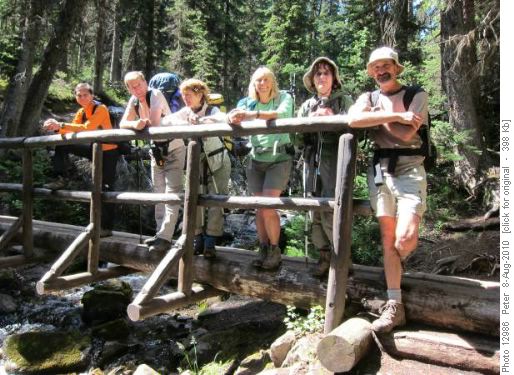 Galatea Lakes - It was a sunny day after all! Bert, Rick, Jeanette, Kim, Janet and Francisco