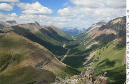 Highwood Pass from Mt Lipsett