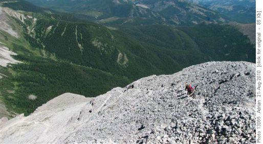 Crowsnest Mtn: view of descent route