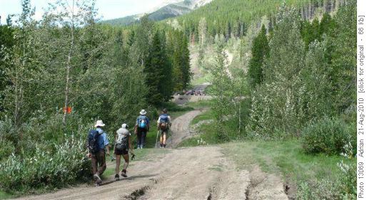 Group nears Crowsnest Mtn trailhead
