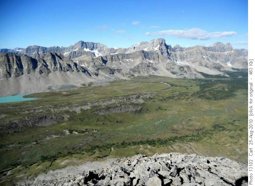 Upper Siffleur valley (Watermelon peak right of centre).