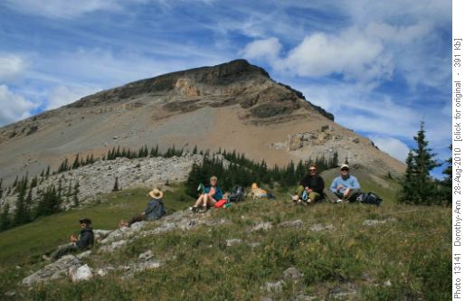 Lunch at the pass below the mountain